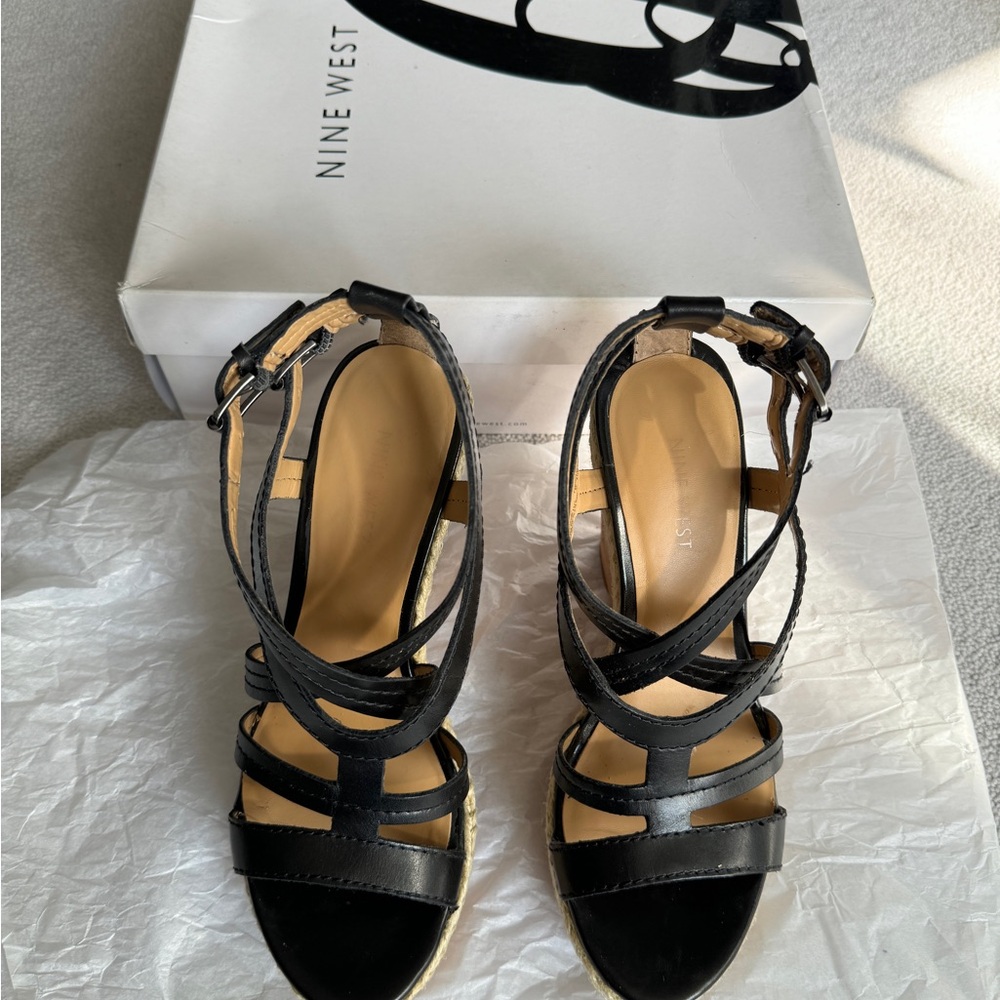 Nine West Black Strappy Sandals